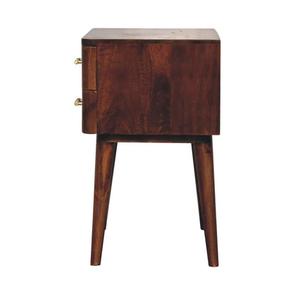 Lucca Chestnut T-Bar Mango Wood Bedside Table with Drawer