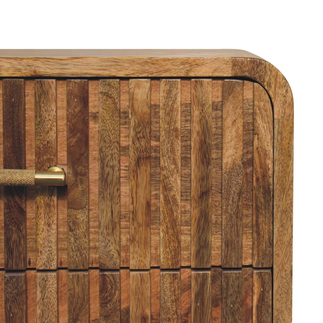 Puglia Mango Wood T-Bar Ridged Bedside Table