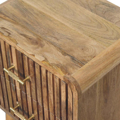 Puglia Mango Wood T-Bar Ridged Bedside Table