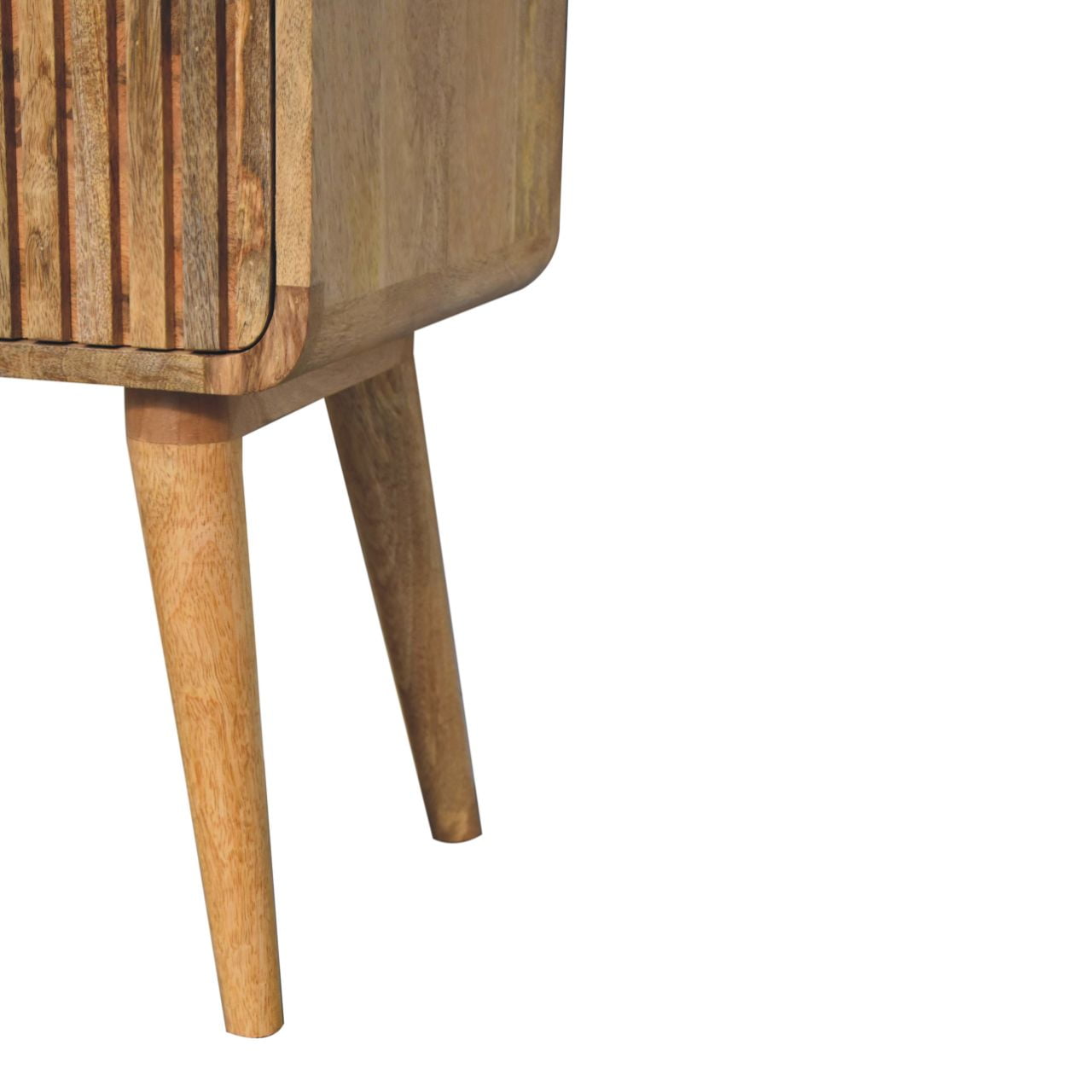 Puglia Mango Wood T-Bar Ridged Bedside Table