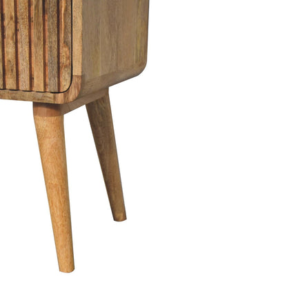 Puglia Mango Wood T-Bar Ridged Bedside Table
