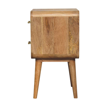 Puglia Mango Wood T-Bar Ridged Bedside Table