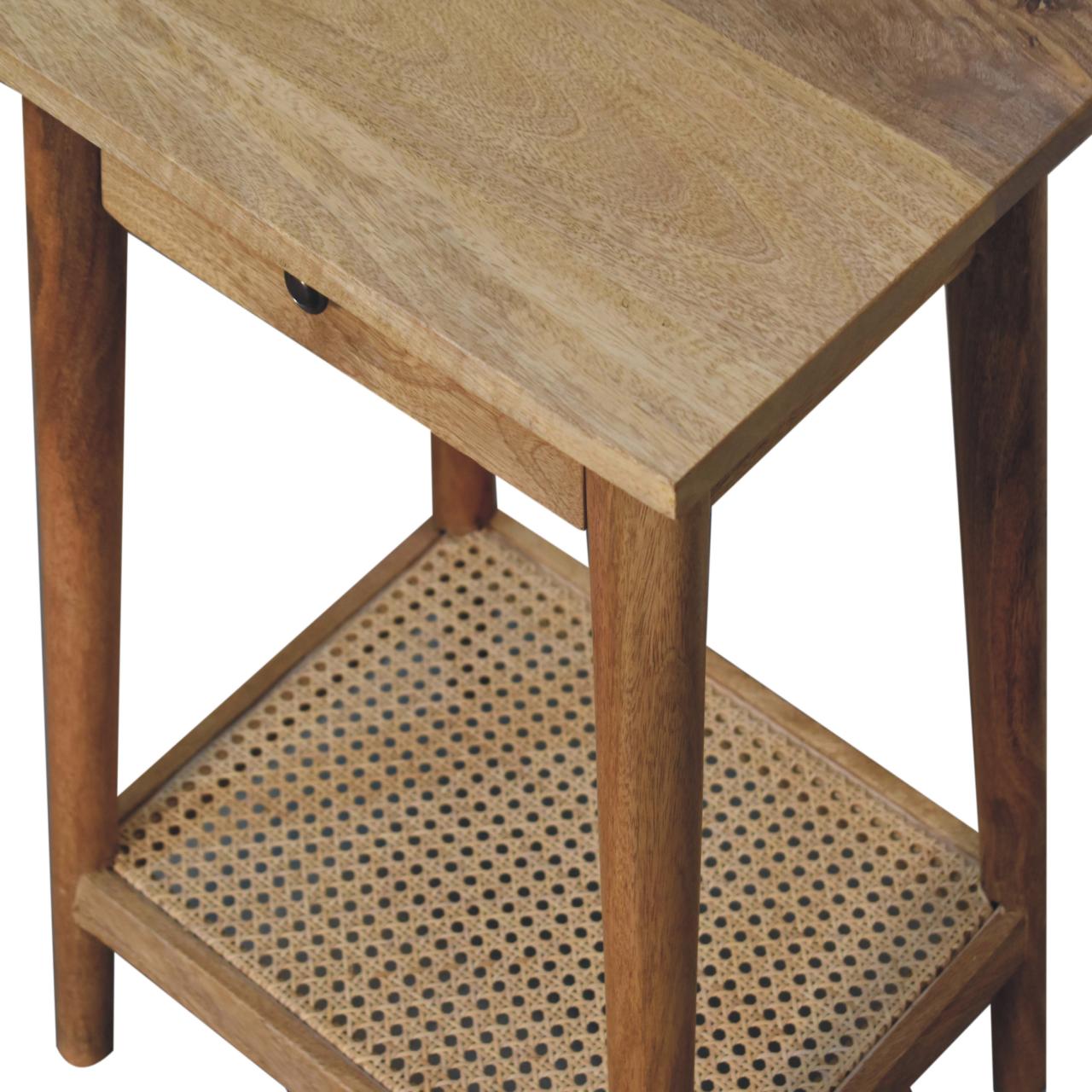 Pisa Solid Mango Wood Woven End Table