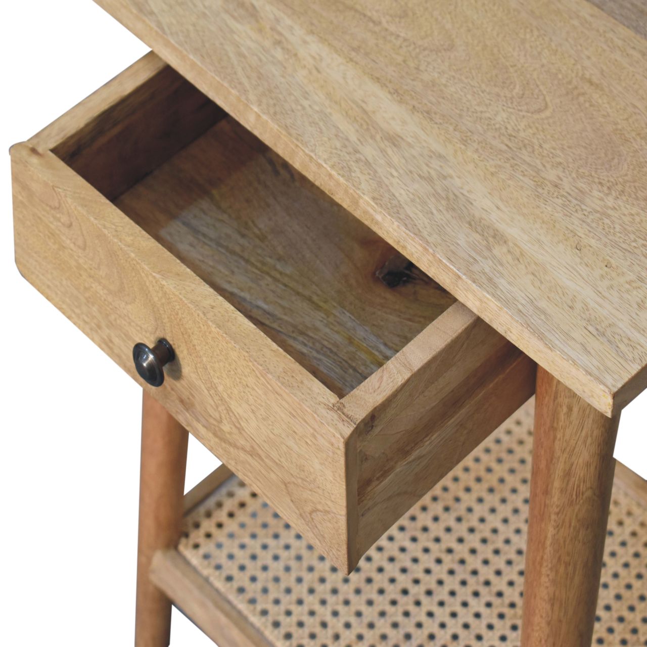 Pisa Solid Mango Wood Woven End Table