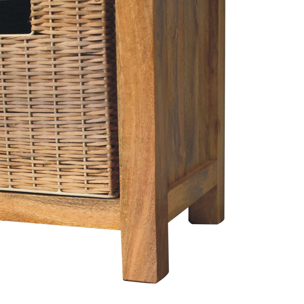 Florence Mango Wood Rattan Basket Linen Bench