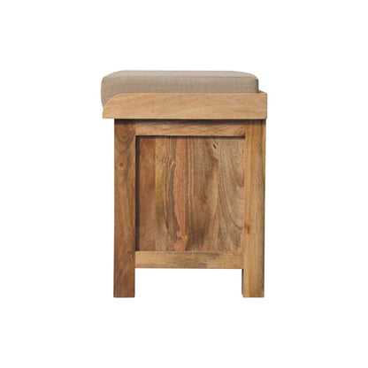 Florence Mango Wood Rattan Basket Linen Bench