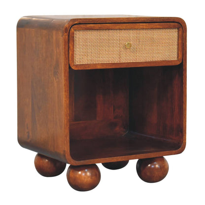 Como Chestnut Open Woven Bedside Table with Drawer