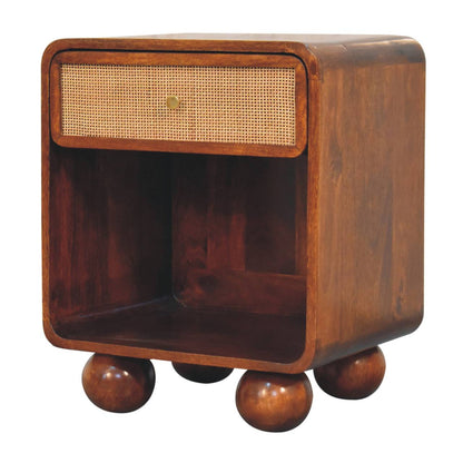 Como Chestnut Open Woven Bedside Table with Drawer