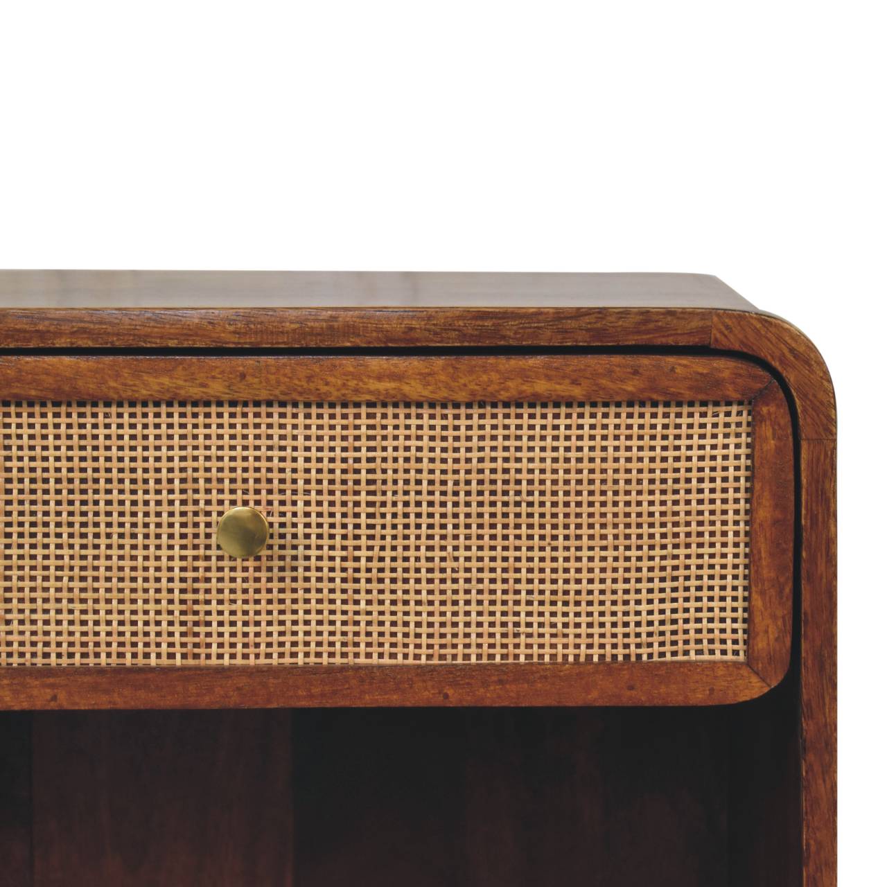 Como Chestnut Open Woven Bedside Table with Drawer