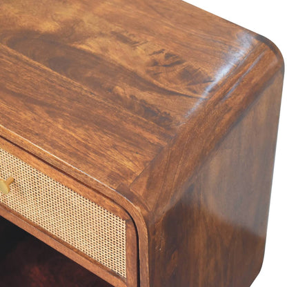 Como Chestnut Open Woven Bedside Table with Drawer