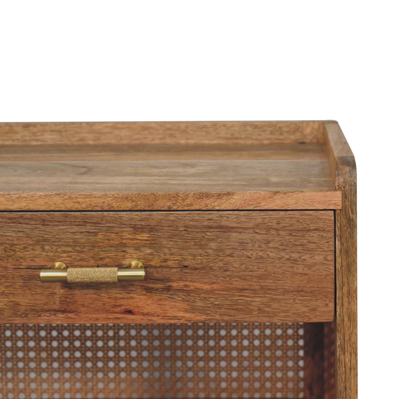 Orta Natural Mango Wood T-Bar Bedside Table with Drawer