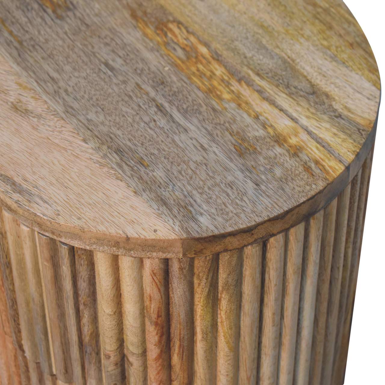 Lecco Natura Mango Wood 3 Drawer Bedside Table