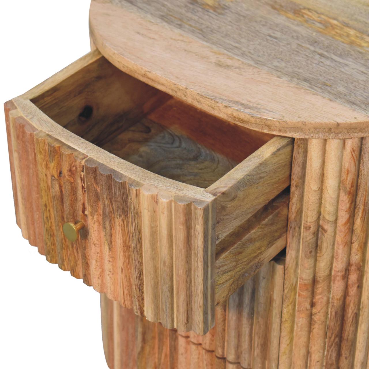 Lecco Natura Mango Wood 3 Drawer Bedside Table