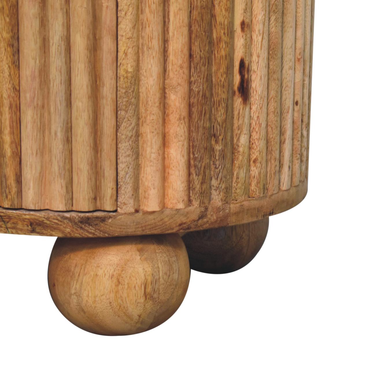 Lecco Natura Mango Wood 3 Drawer Bedside Table