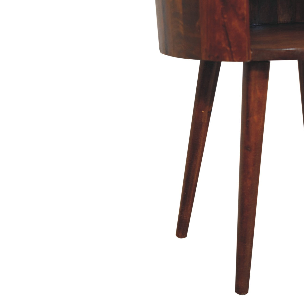 Santorini Chestnut Round Open Slot Bedside