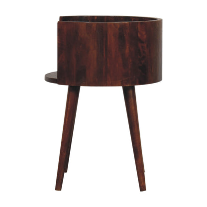 Santorini Chestnut Round Open Slot Bedside