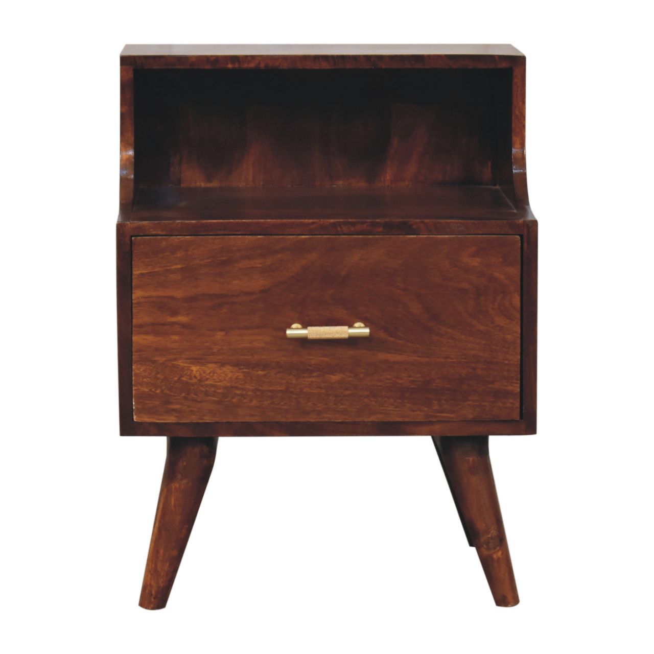 Cortona Antique Mango Wood Raised Back Bedside Table
