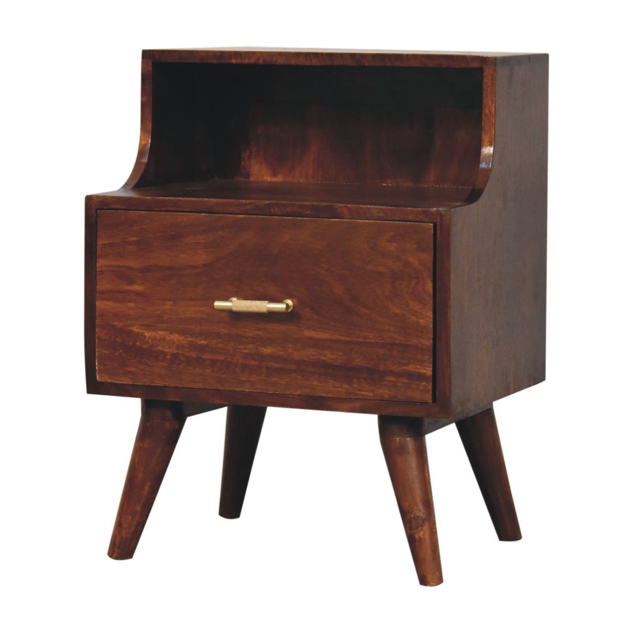 Cortona Antique Mango Wood Raised Back Bedside Table