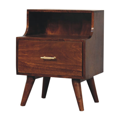Cortona Antique Mango Wood Raised Back Bedside Table