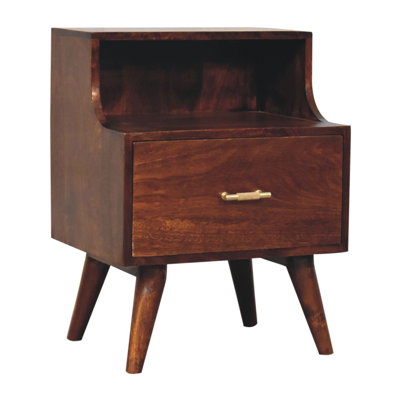 Cortona Antique Mango Wood Raised Back Bedside Table