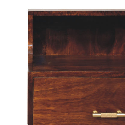 Cortona Antique Mango Wood Raised Back Bedside Table