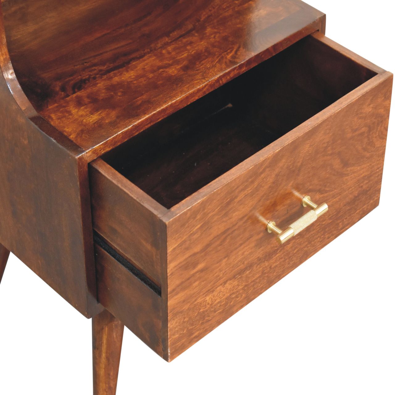 Cortona Antique Mango Wood Raised Back Bedside Table