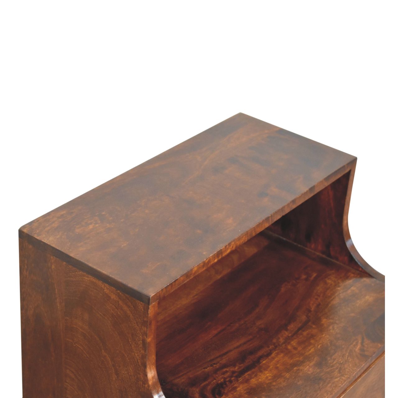 Cortona Antique Mango Wood Raised Back Bedside Table