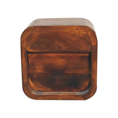 Cagliari Small Mini Curved Chestnut Bedside Table with Open Slot