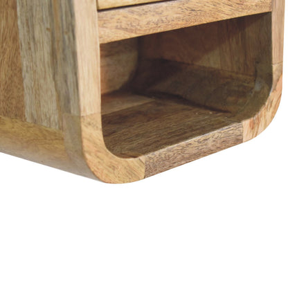 Cagliari Mini Curved Oak Mango Wood Bedside with Shelf