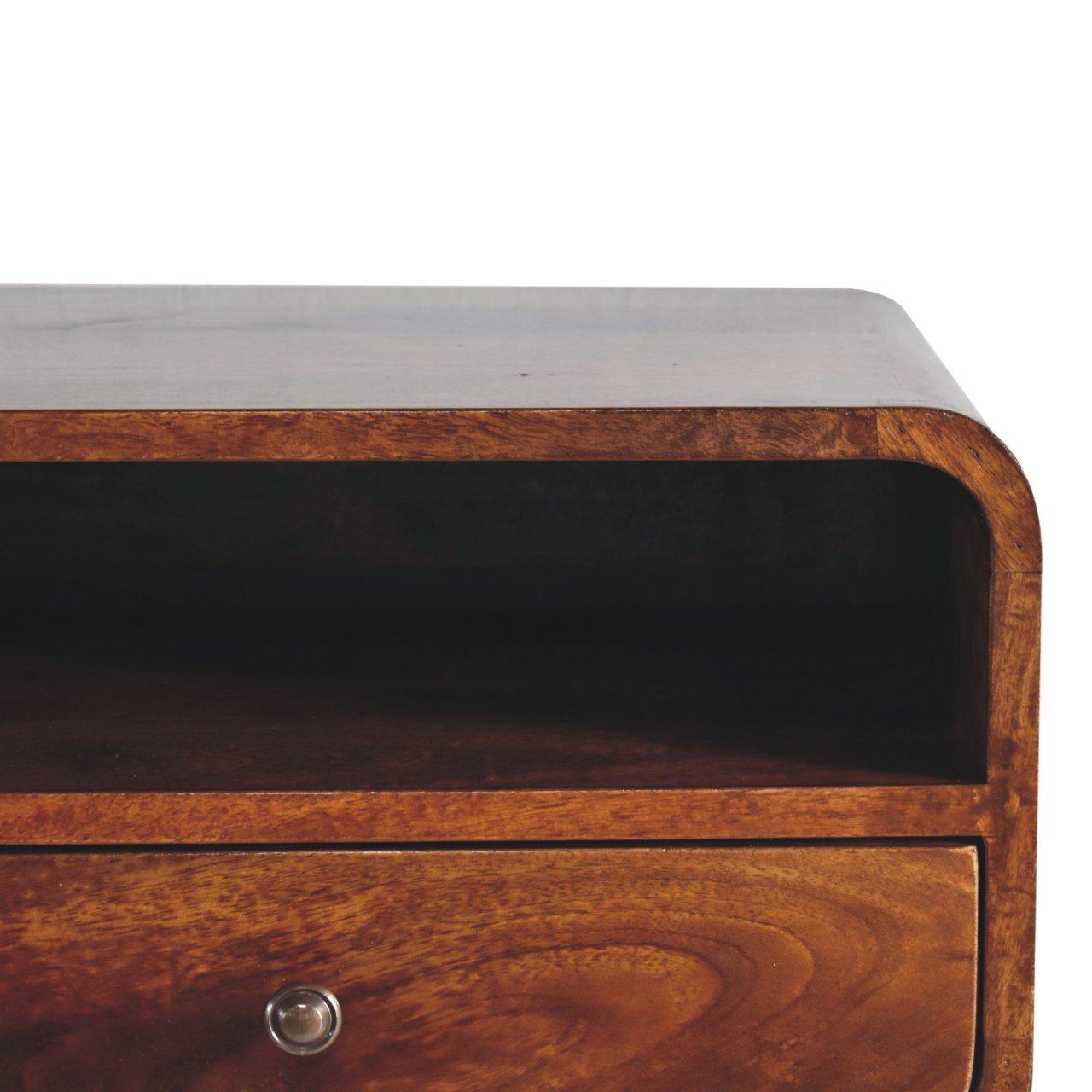 Bologna Large Dark Solid Mango Curve Floating Bedside with Shelf