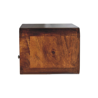 Bologna Large Dark Solid Mango Curve Floating Bedside with Shelf