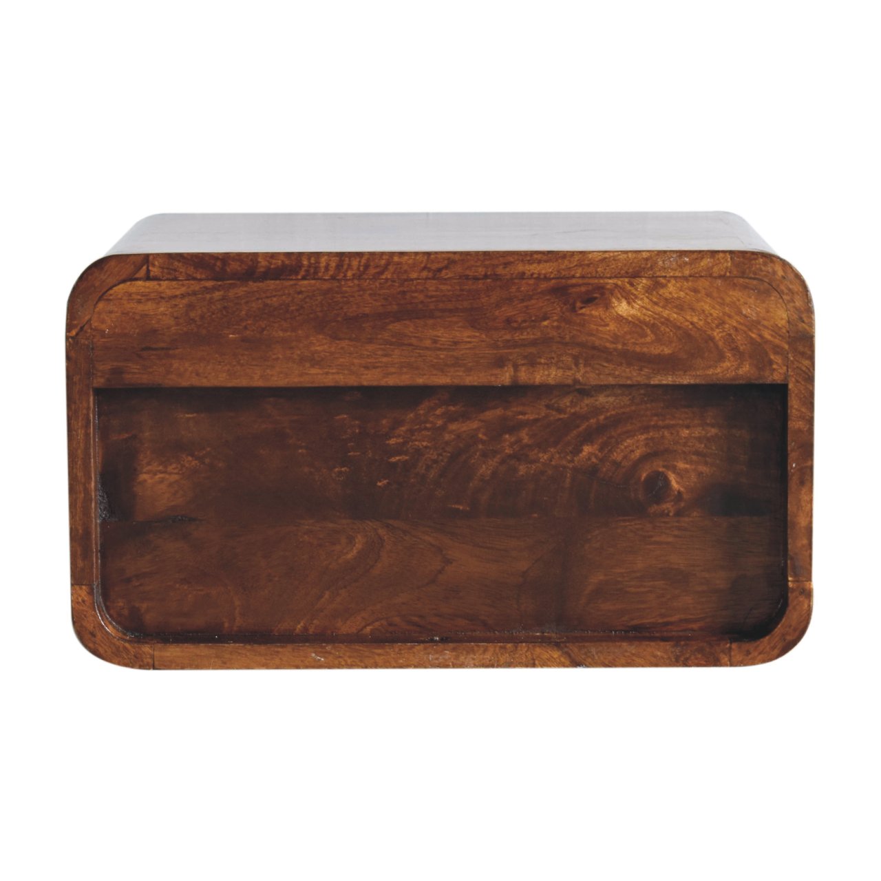 Bologna Large Dark Solid Mango Curve Floating Bedside with Shelf