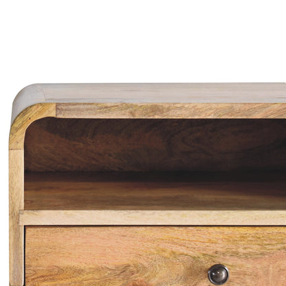 Alghero Large Solid Mango Wood Curve Floating Bedside with Upper Shelf