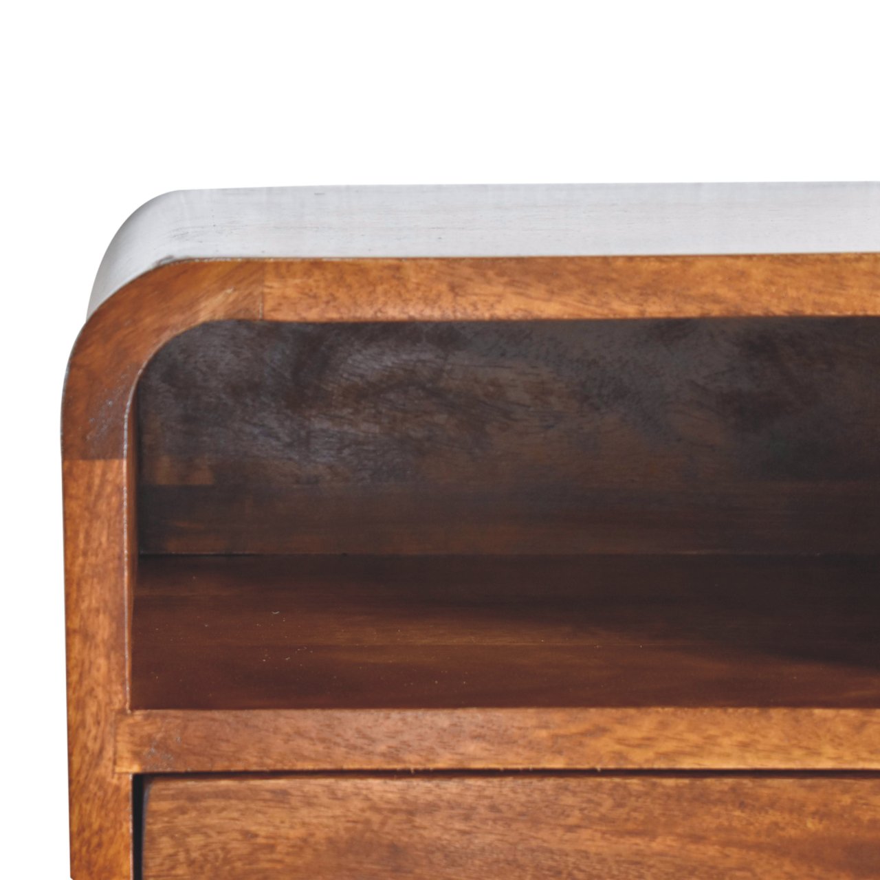 Cagliari Small Wall Mounted Curved Chestnut Bedside with Shelf