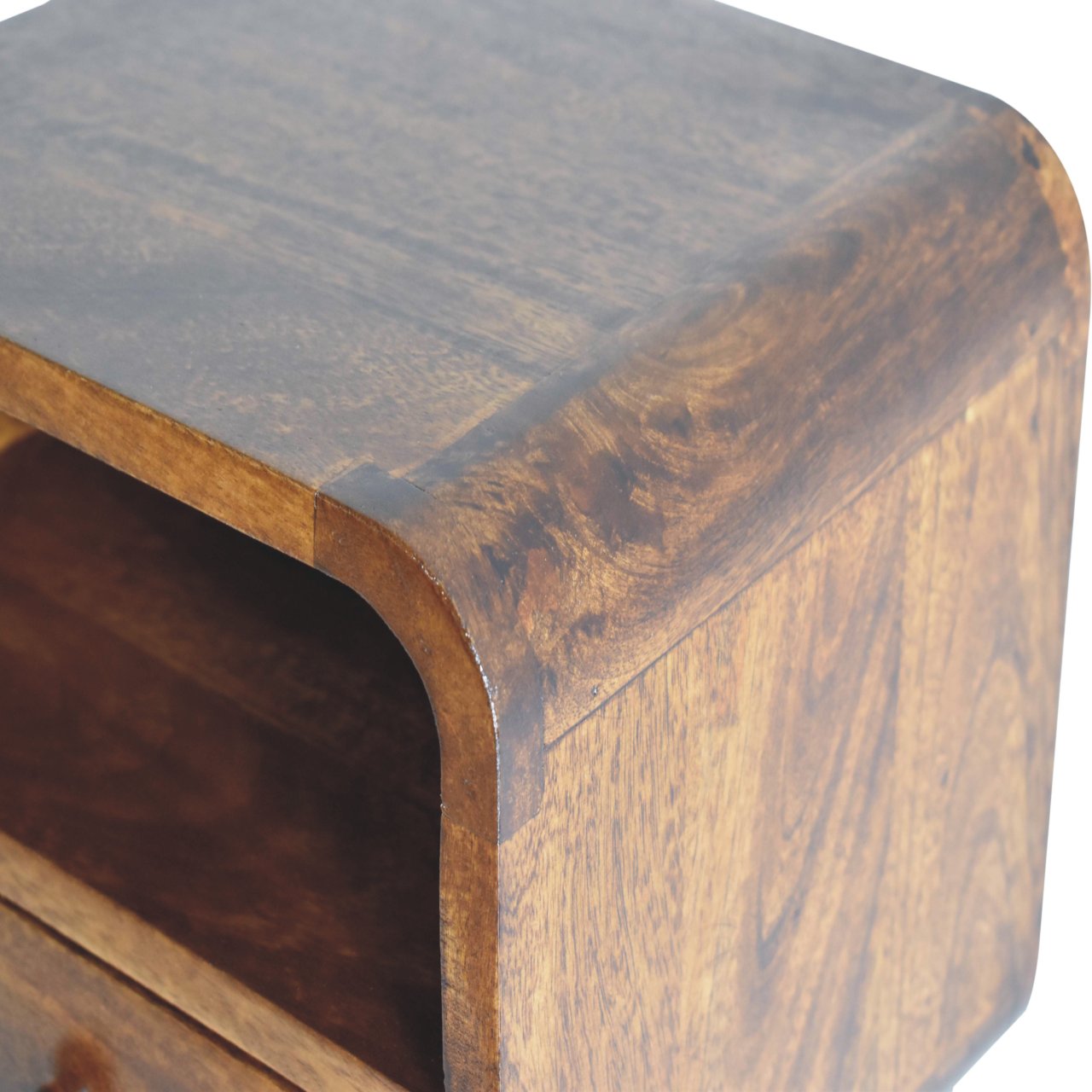 Cagliari Small Wall Mounted Curved Chestnut Bedside with Shelf
