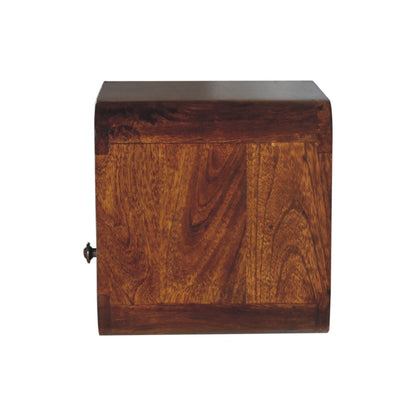Cagliari Small Wall Mounted Curved Chestnut Bedside with Shelf