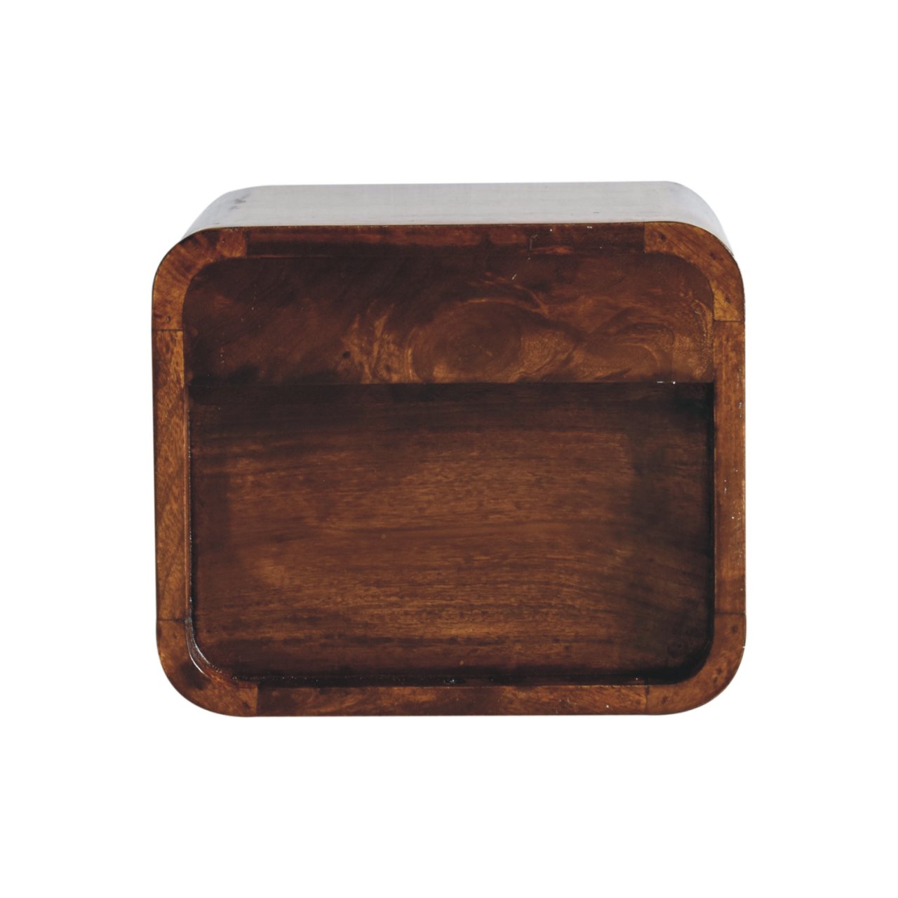 Cagliari Small Wall Mounted Curved Chestnut Bedside with Shelf
