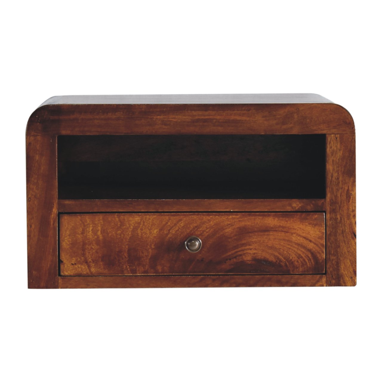 Oristano Chunky Mango Wood Chestnut Drawer Wall Mounted Bedside Table with Drawer