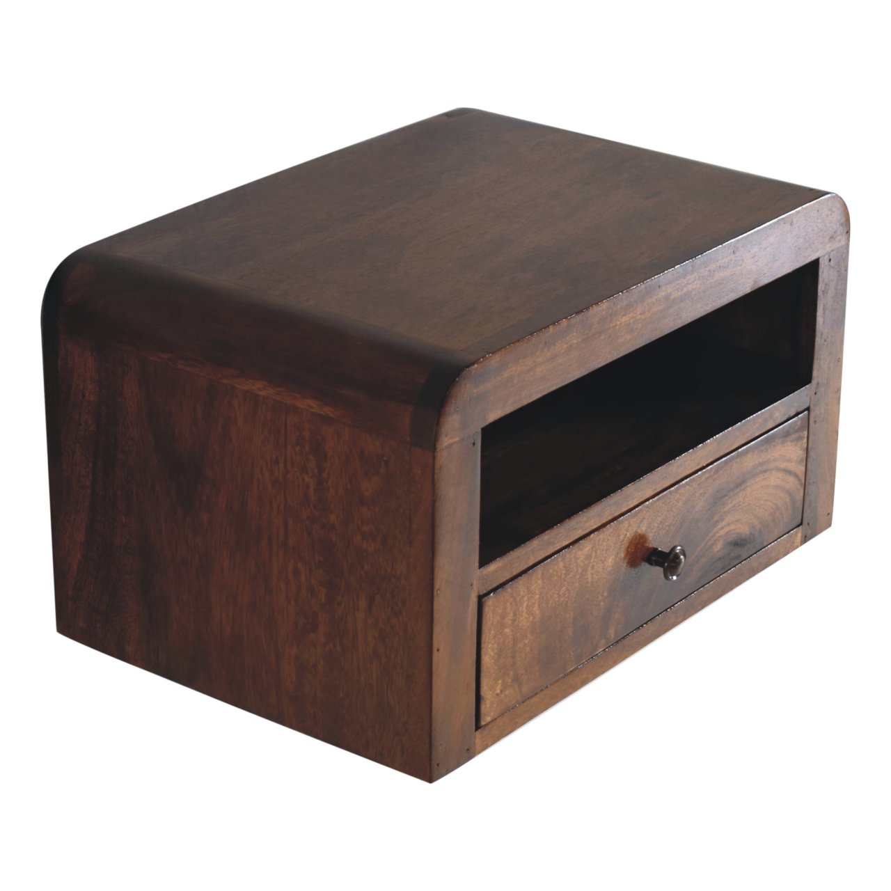 Oristano Chunky Mango Wood Chestnut Drawer Wall Mounted Bedside Table with Drawer