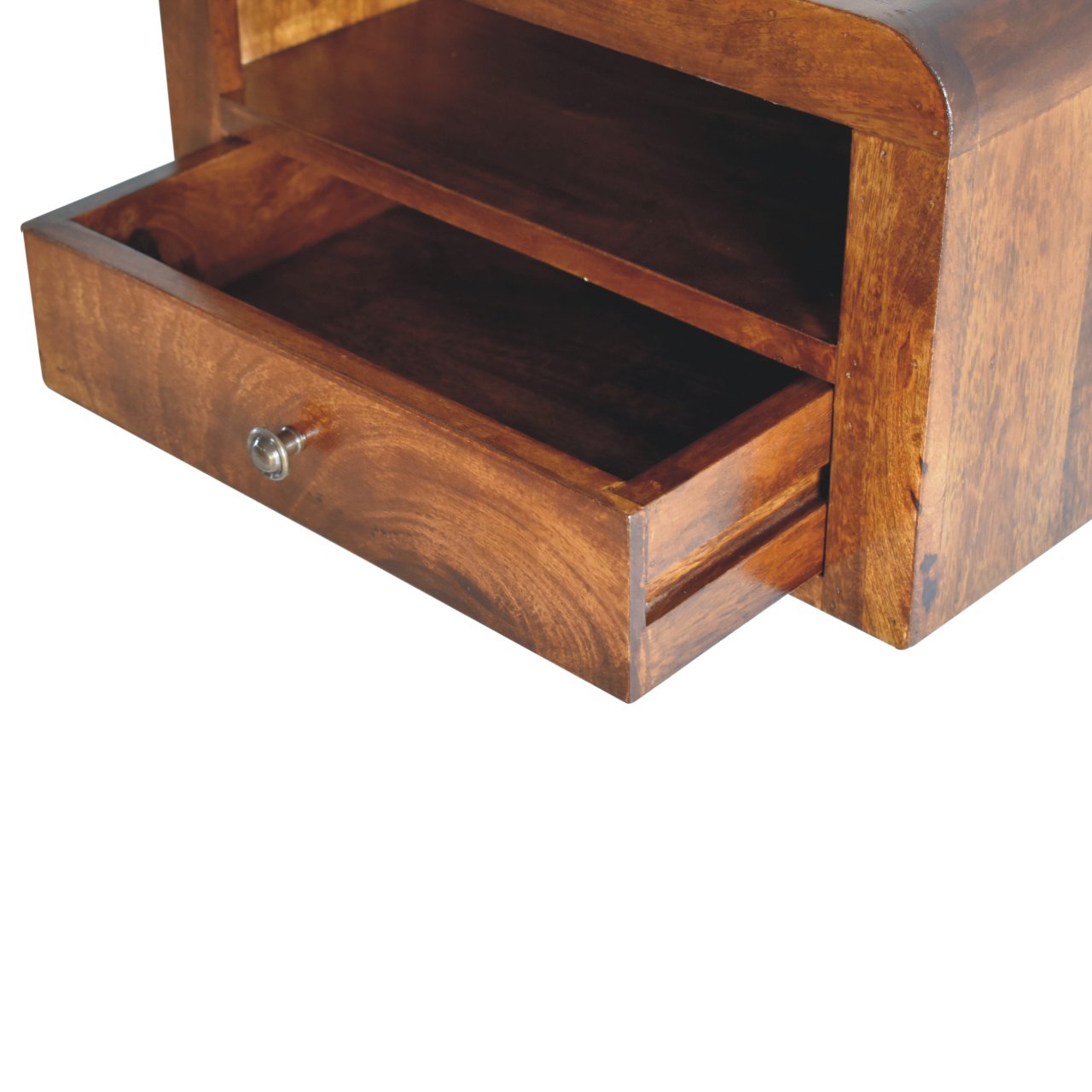 Oristano Chunky Mango Wood Chestnut Drawer Wall Mounted Bedside Table with Drawer
