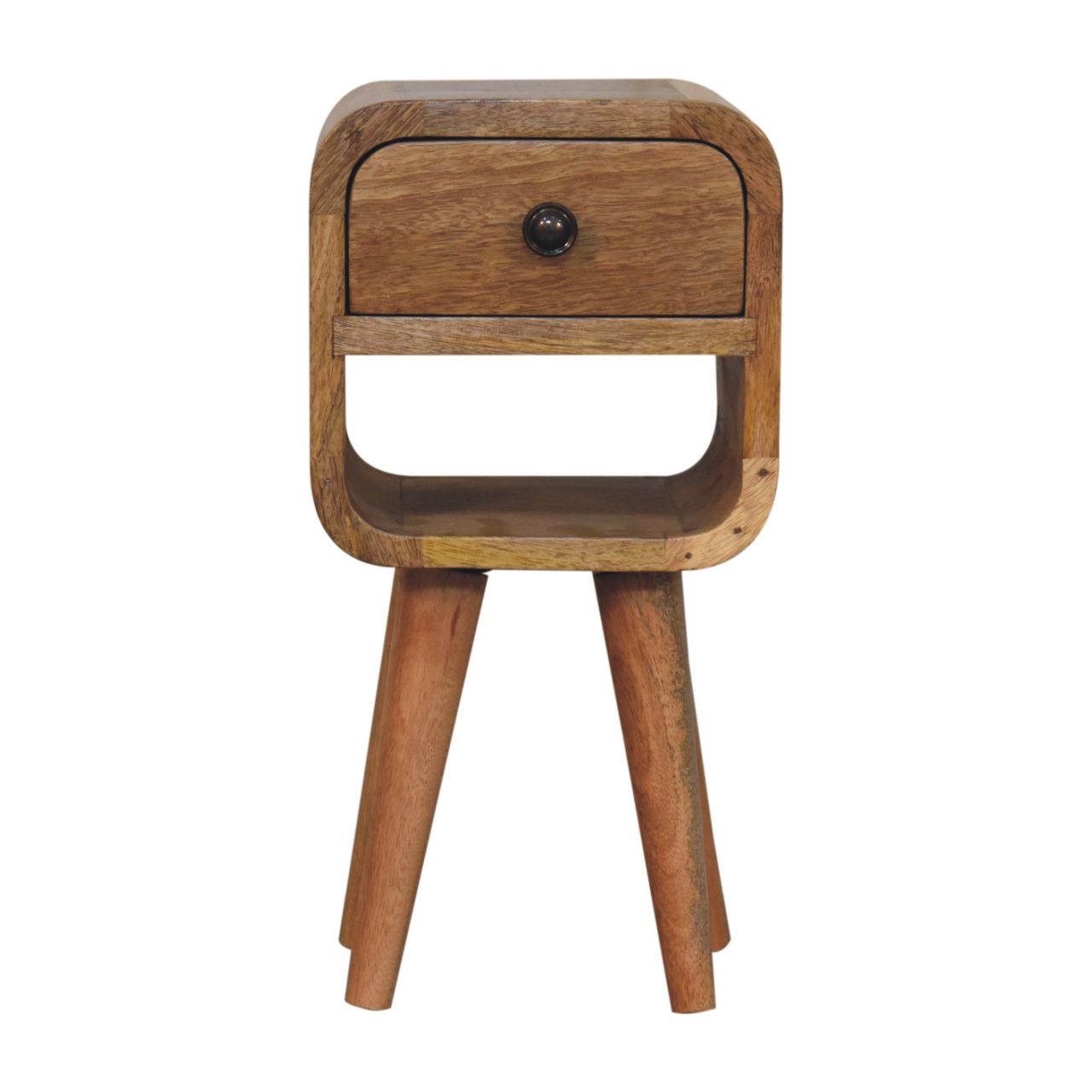Cagliari Small Curve Natural Mango Wood Lower Bedside Table