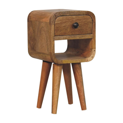 Cagliari Small Curve Natural Mango Wood Lower Bedside Table