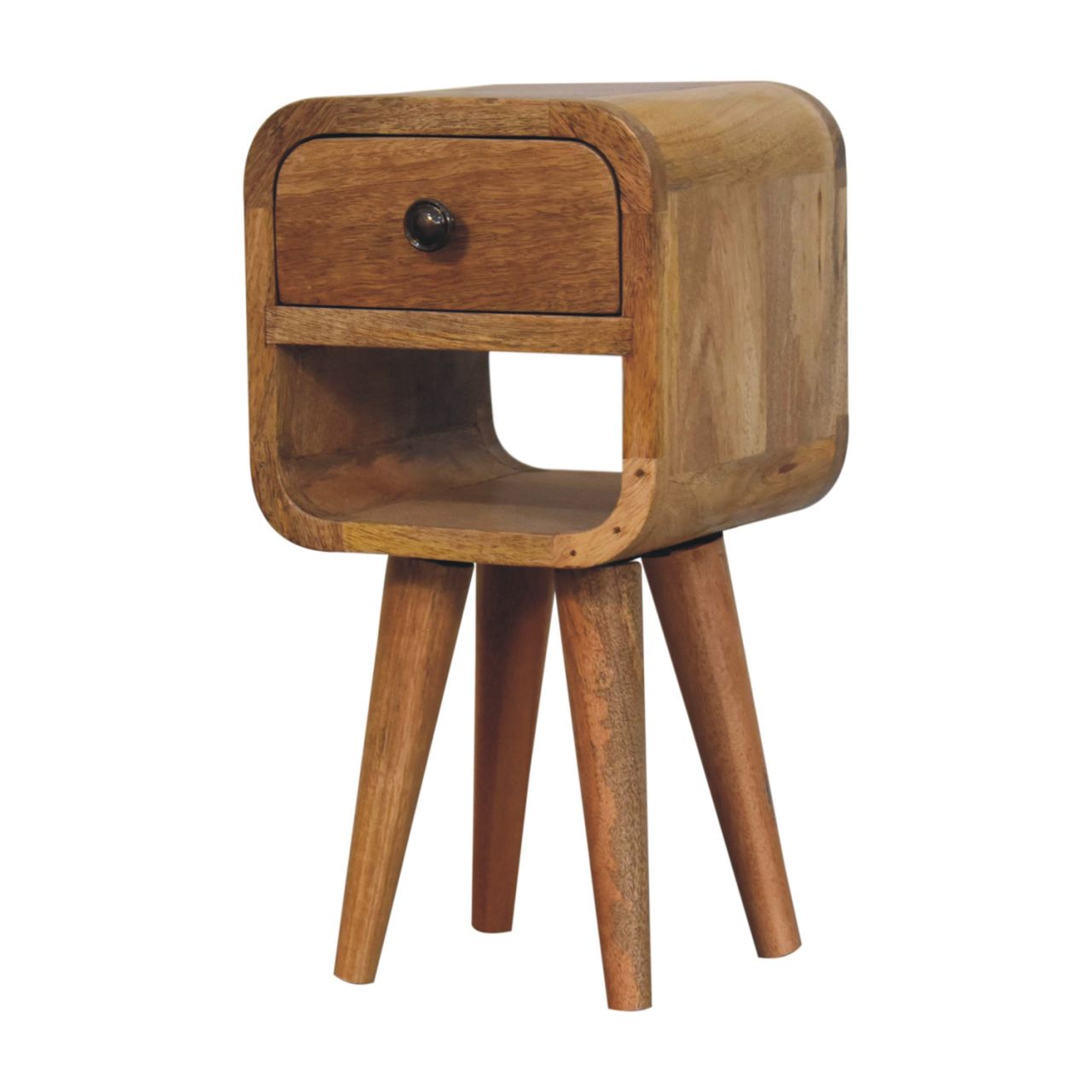 Cagliari Small Curve Natural Mango Wood Lower Bedside Table
