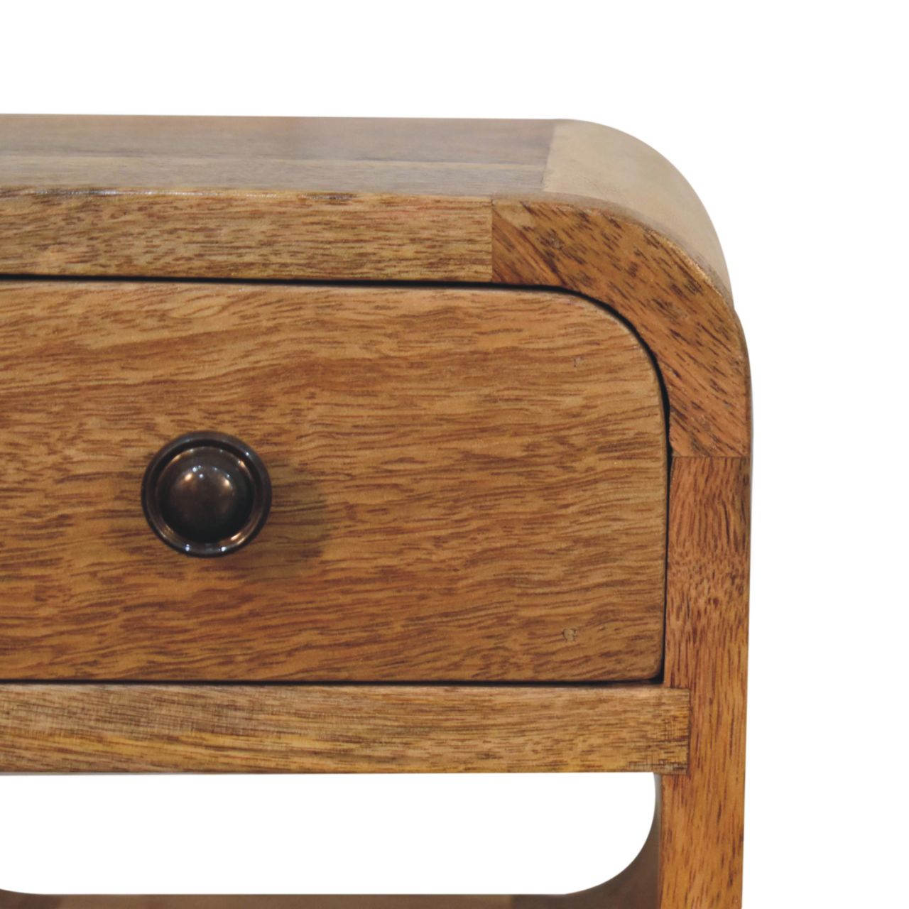 Cagliari Small Curve Natural Mango Wood Lower Bedside Table