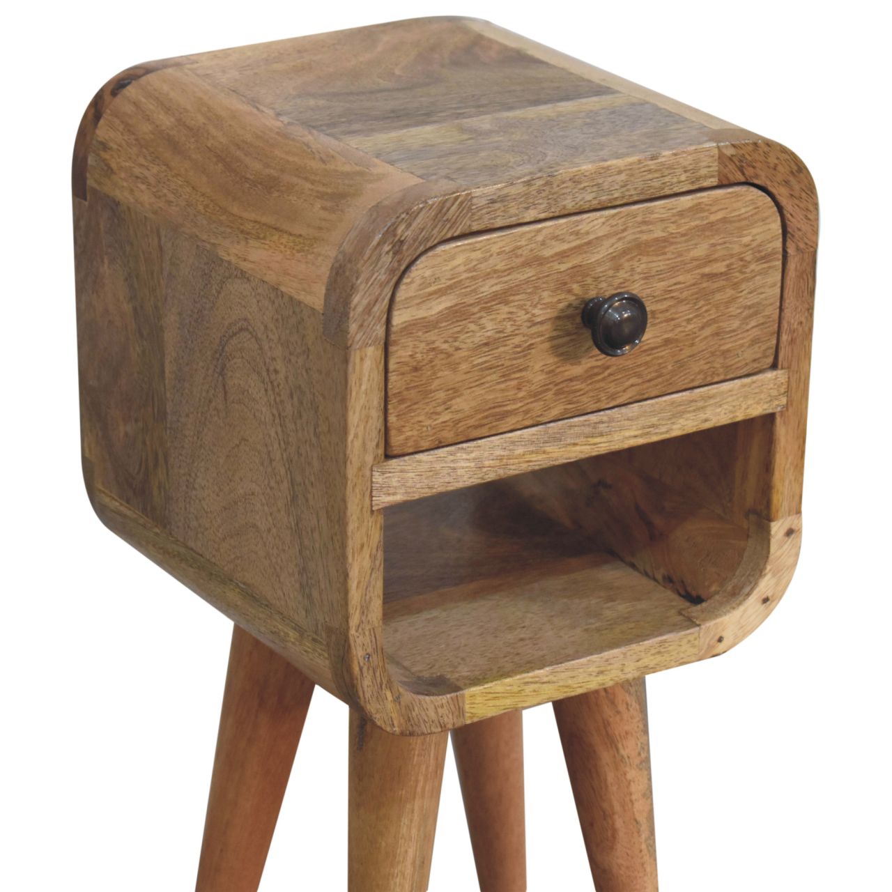 Cagliari Small Curve Natural Mango Wood Lower Bedside Table