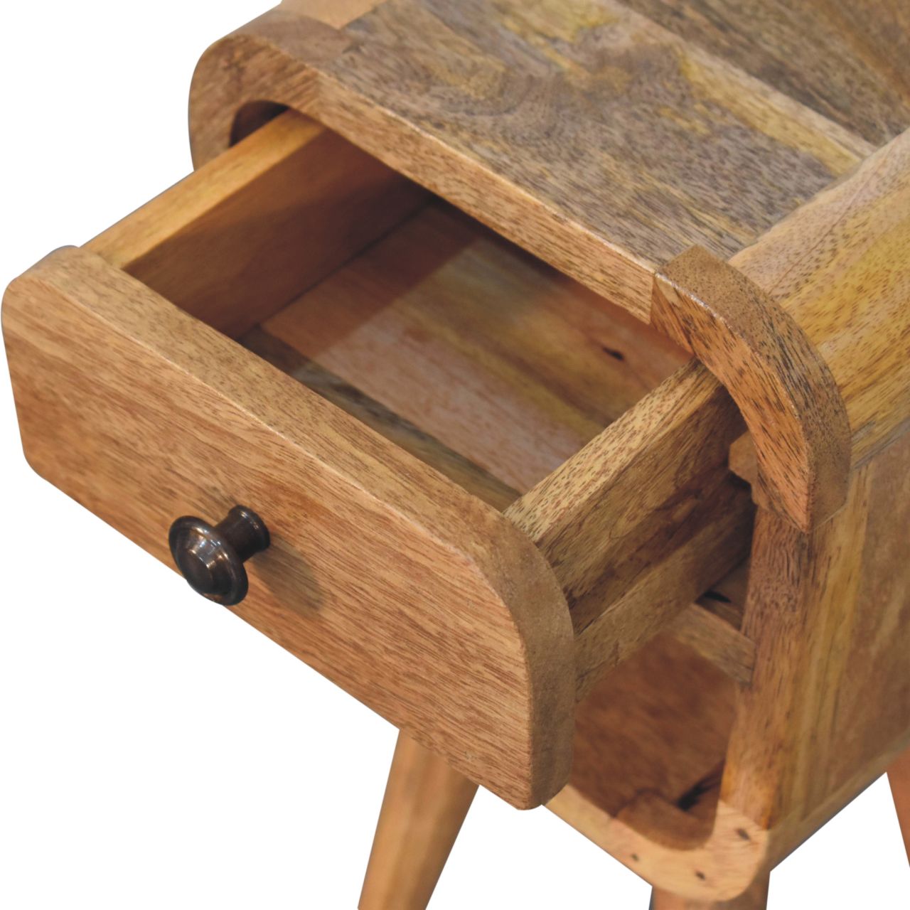 Cagliari Small Curve Natural Mango Wood Lower Bedside Table