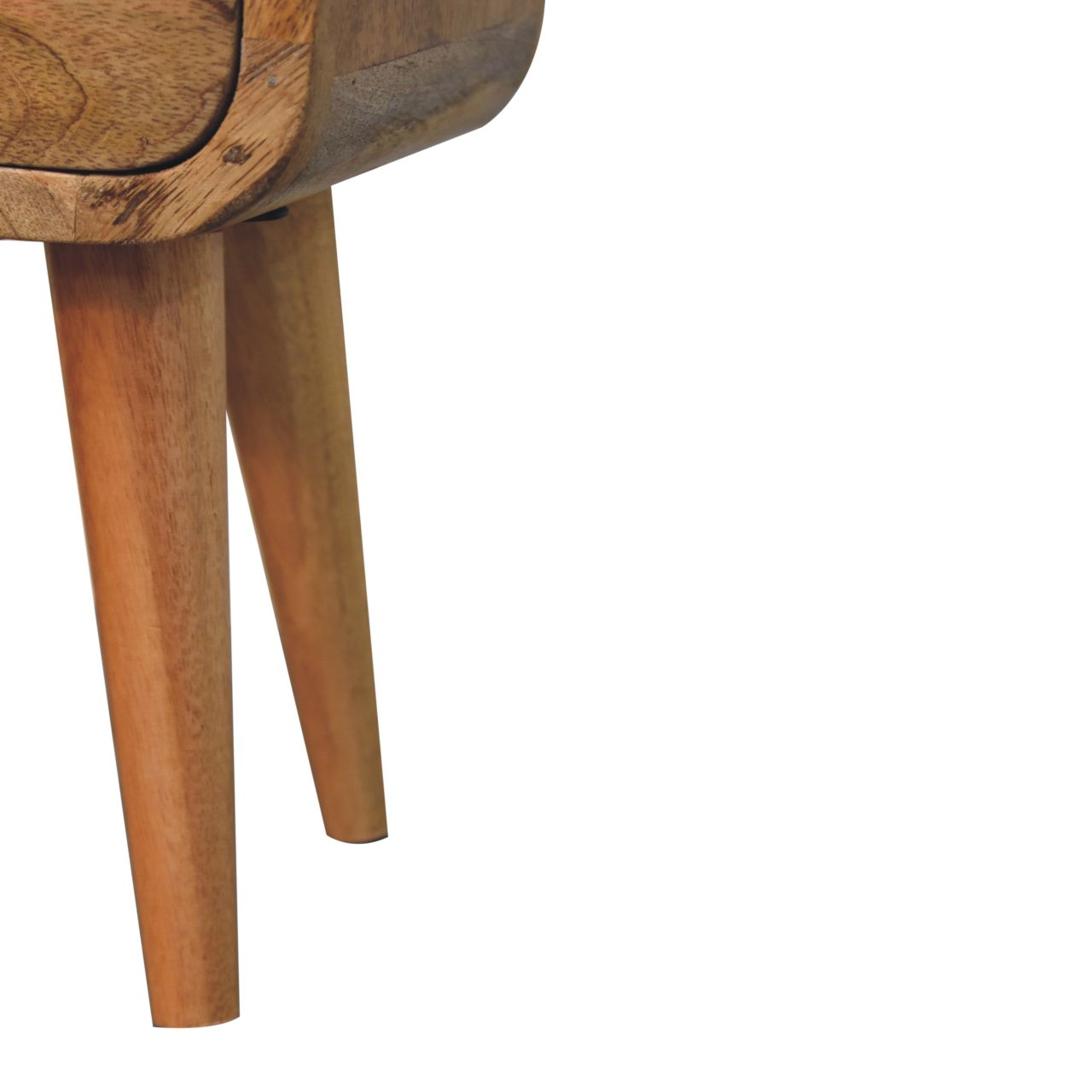 Cagliari Small Natural Mango Wood Curve Drawer and Shelf Bedside Table