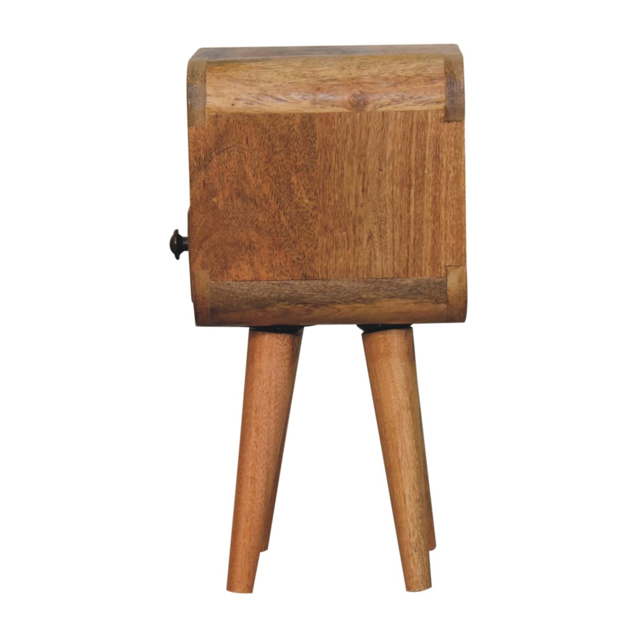 Cagliari Small Natural Mango Wood Curve Drawer and Shelf Bedside Table