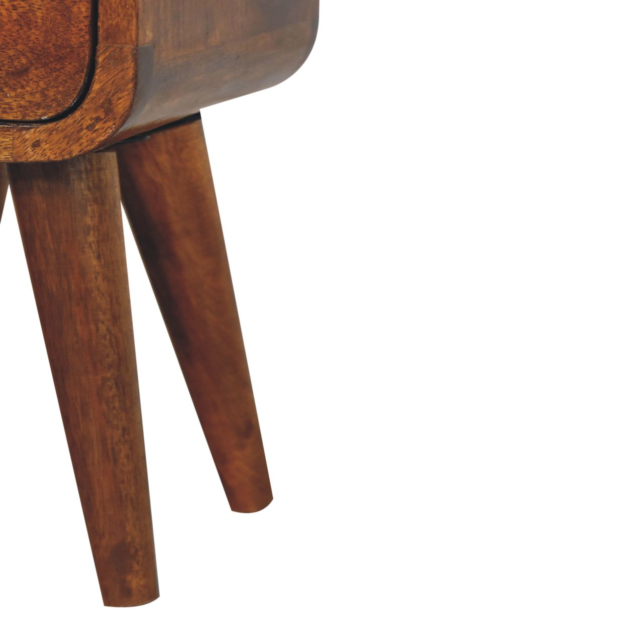 Cagliari Small Chestnut Curve Drawer and Shelf Bedside Table