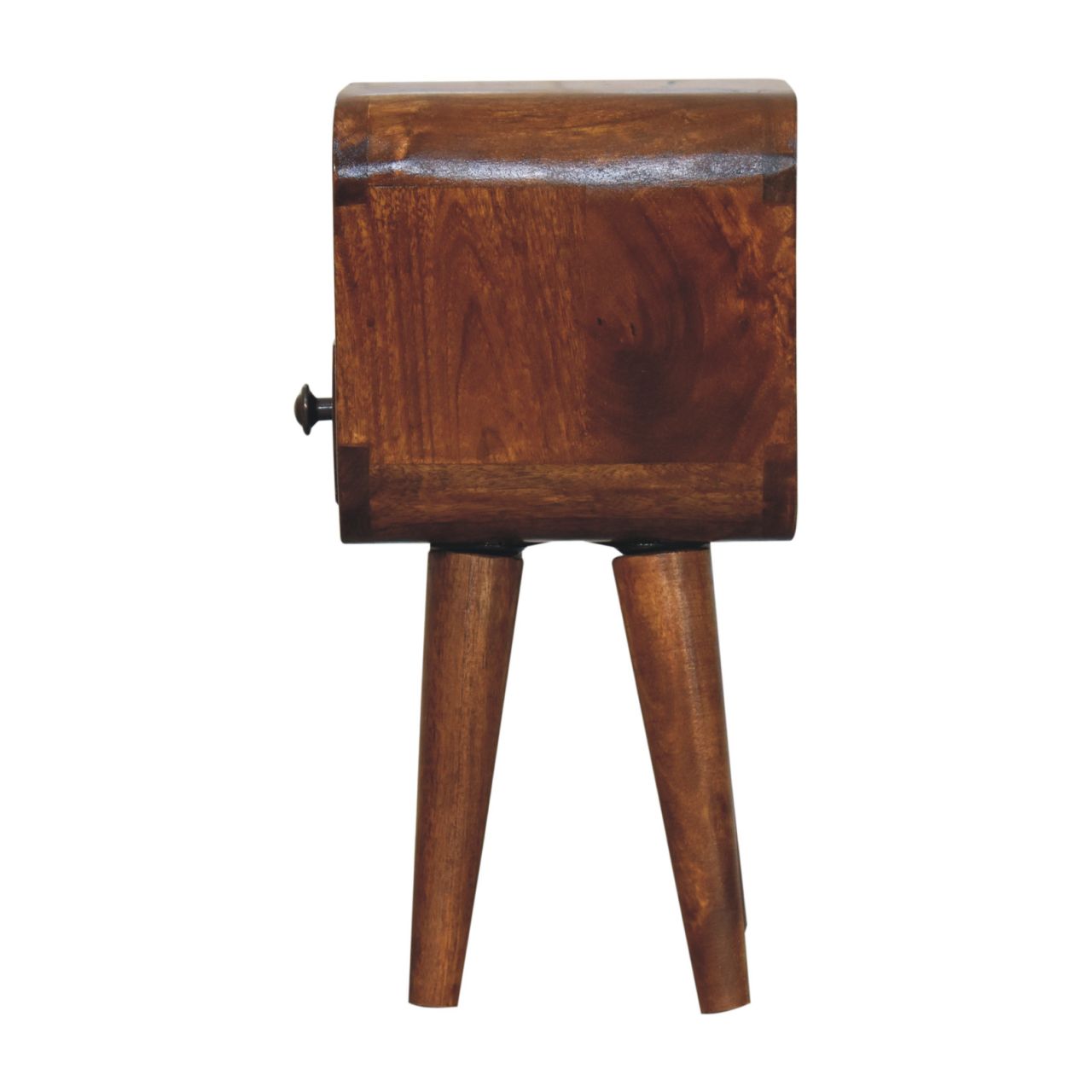 Cagliari Small Chestnut Curve Drawer and Shelf Bedside Table
